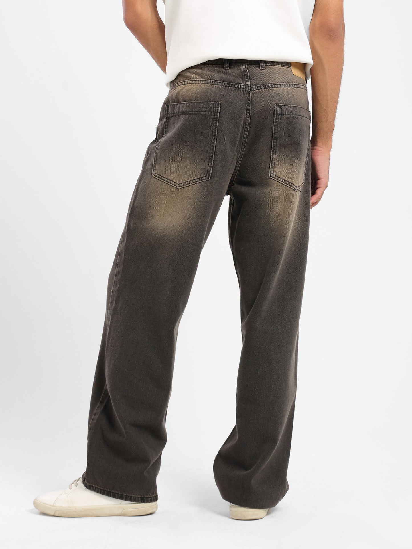 Double-Dyed Brown Loose Jeans - Outlet