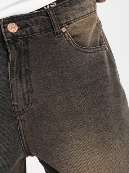 Double-Dyed Brown Loose Jeans - Outlet