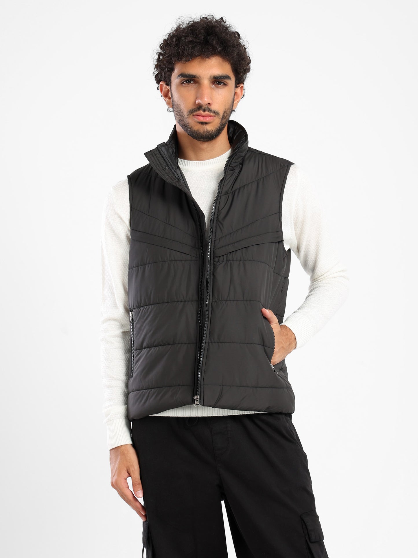 Regular Fit Solid Puffer Vest