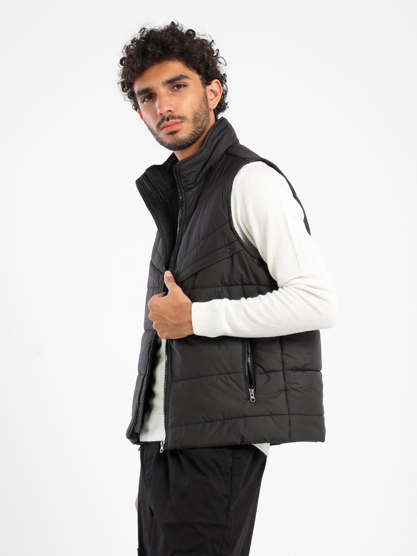 Regular Fit Solid Puffer Vest