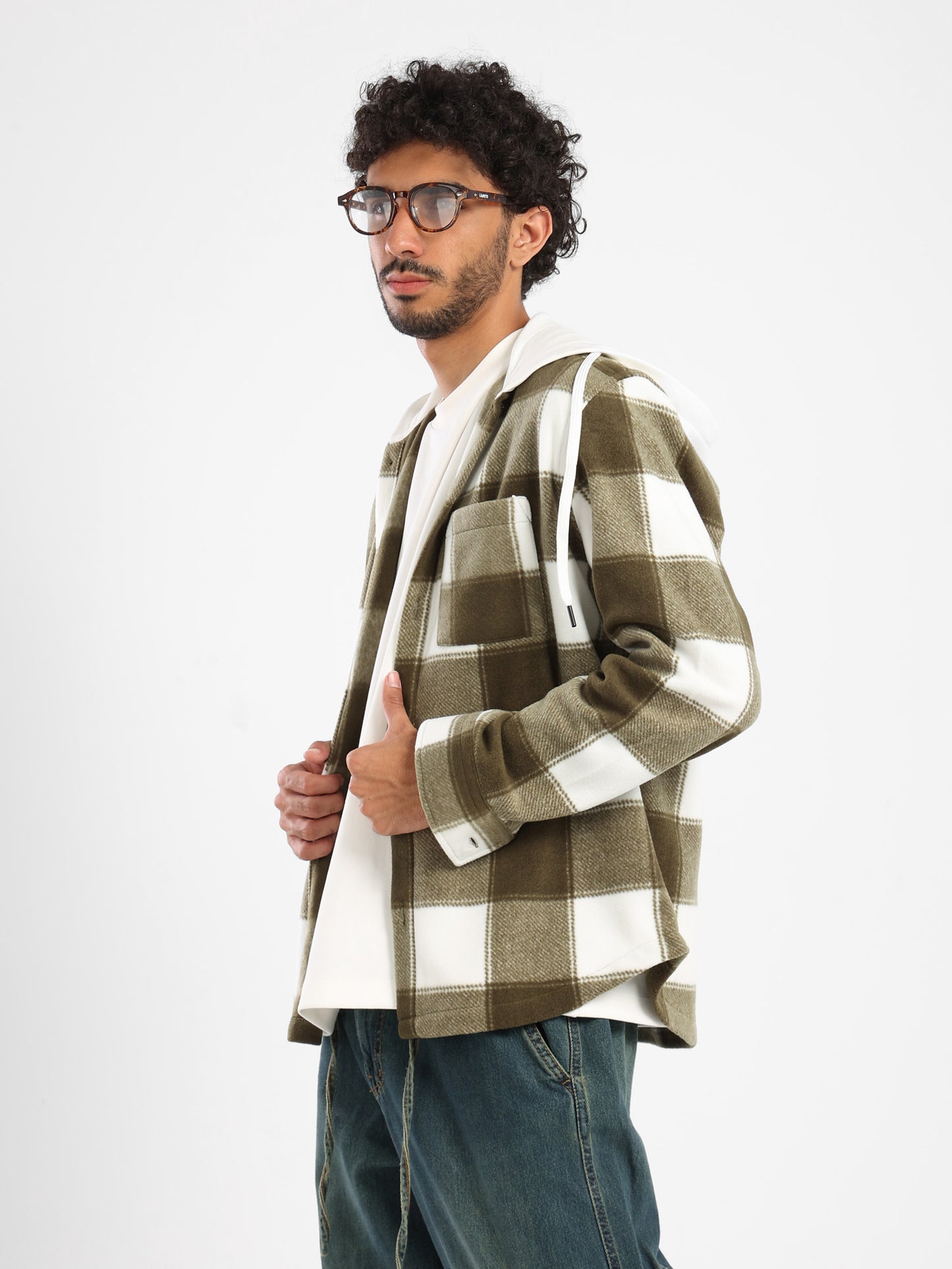 Light Viyella Hooded Shirt
