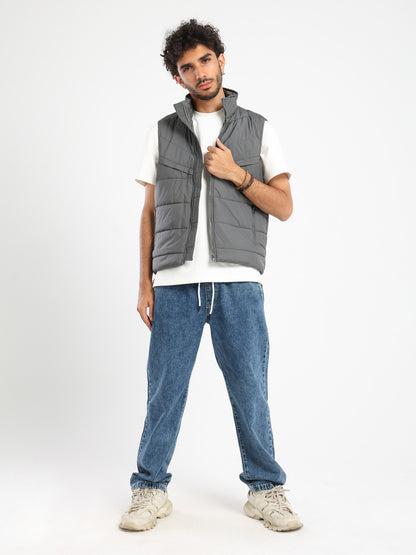 Regular Fit Solid Puffer Vest