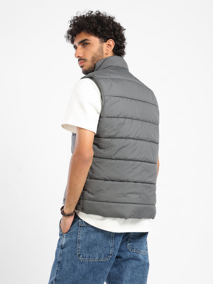 Regular Fit Solid Puffer Vest