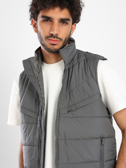 Regular Fit Solid Puffer Vest