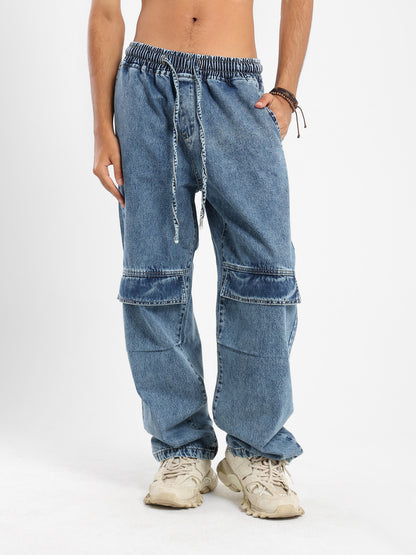 Loose Cargo Jeans with Front Flaps - Outlet