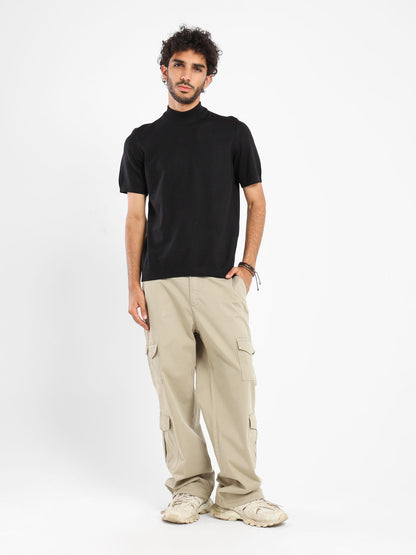 Mock Neck Tricot T-Shirt - Outlet
