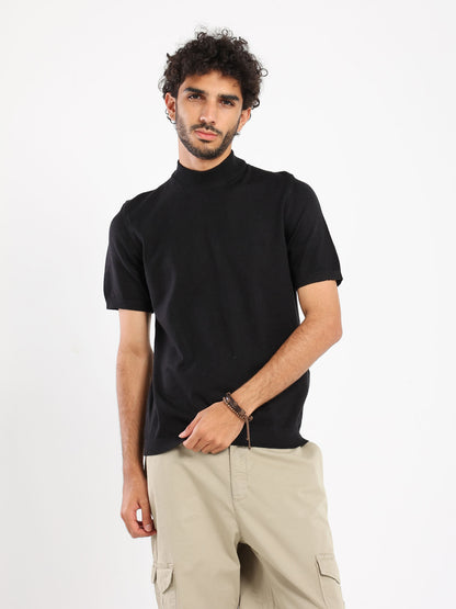 Mock Neck Tricot T-Shirt - Outlet