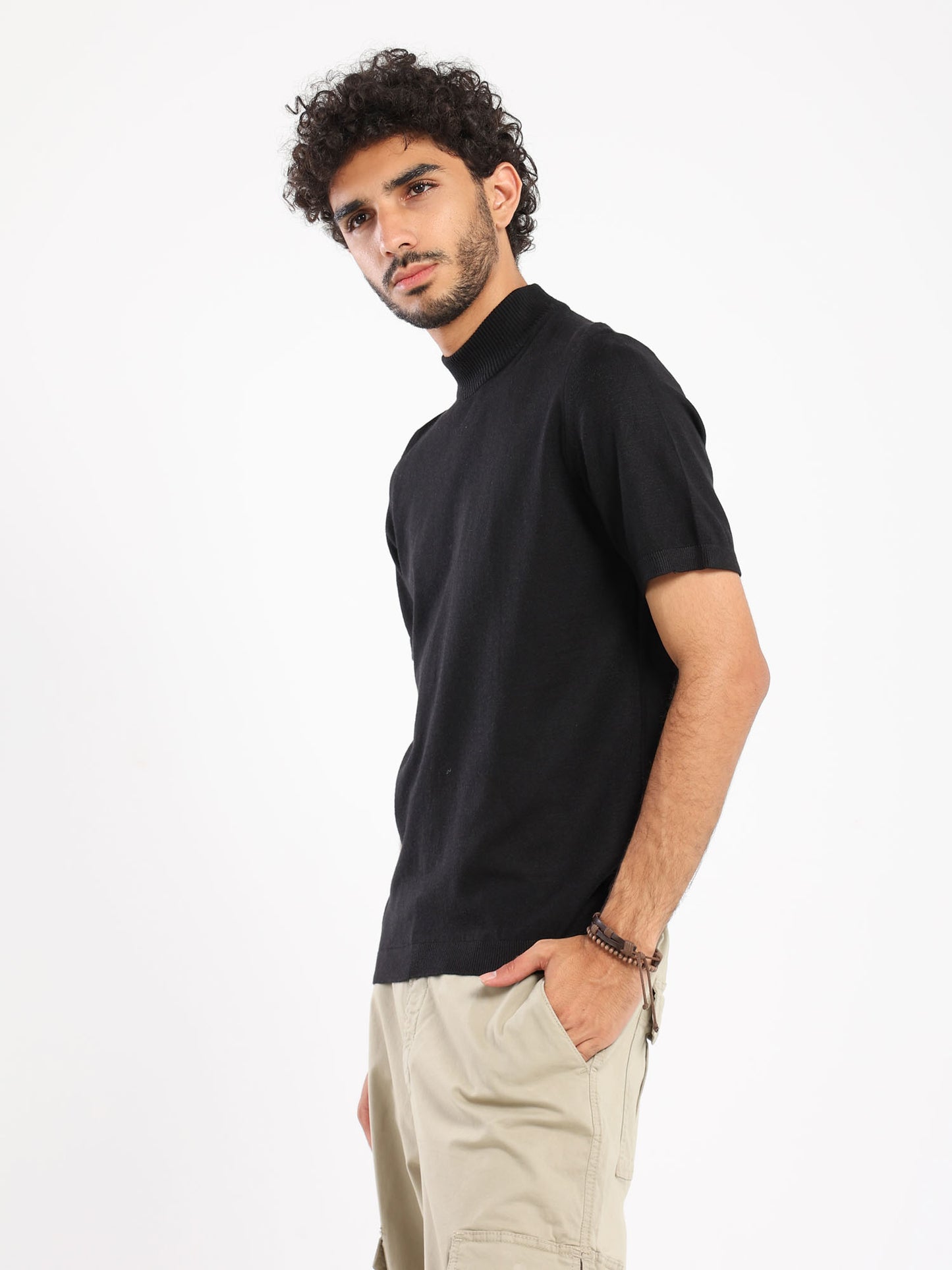 Mock Neck Tricot T-Shirt - Outlet