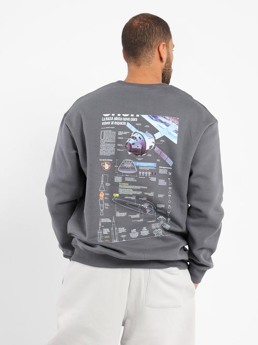 Spatial Perception Embo Print Oversized Sweatshirt With Space Ed Back Print