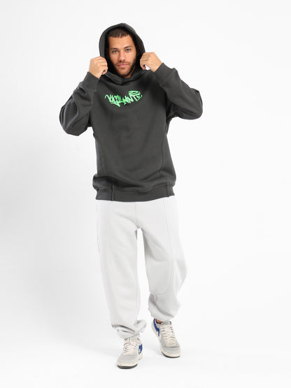 Vandal Spray Print Hoodie With Front Panels