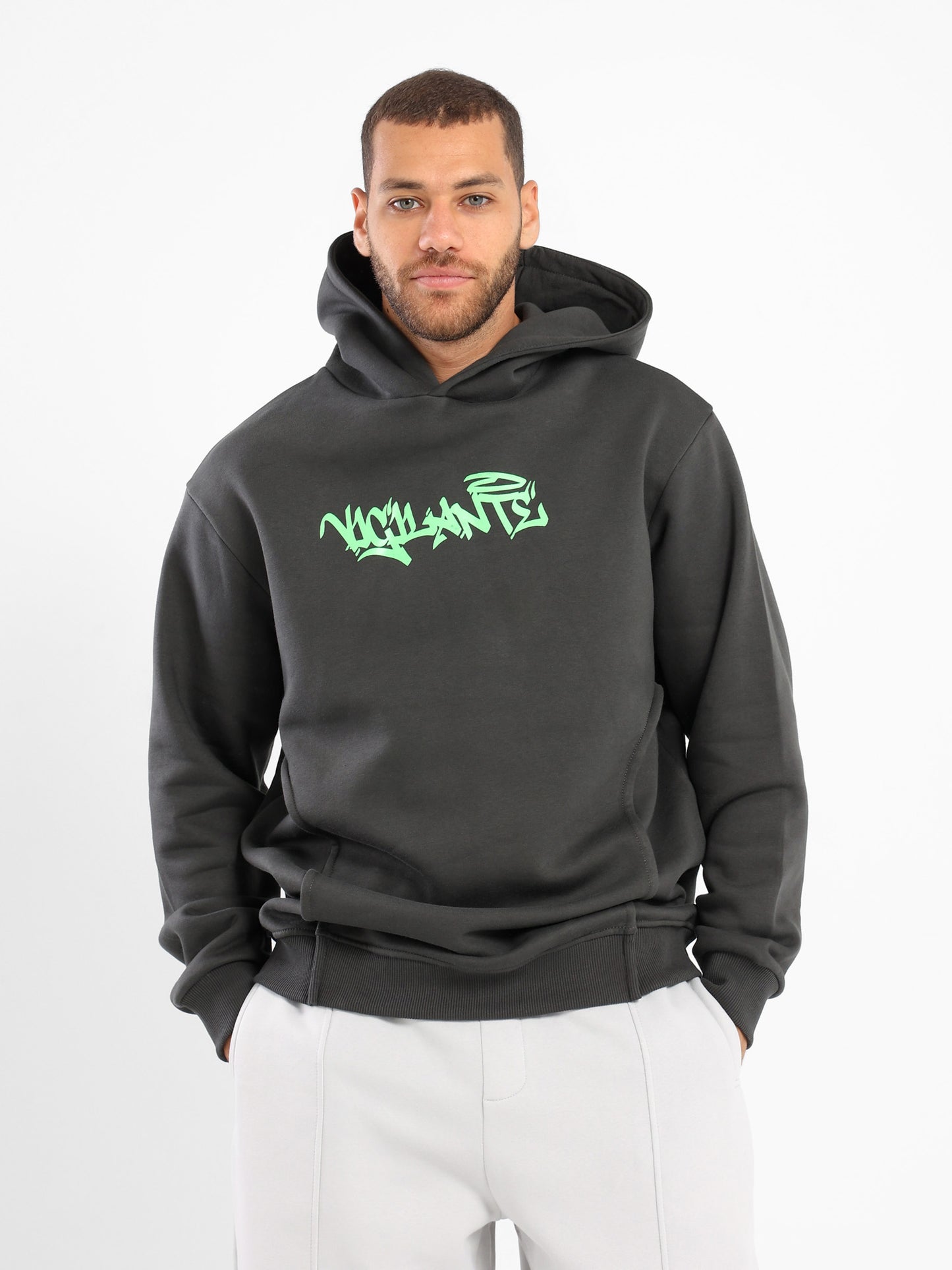 Vandal Spray Print Hoodie With Front Panels