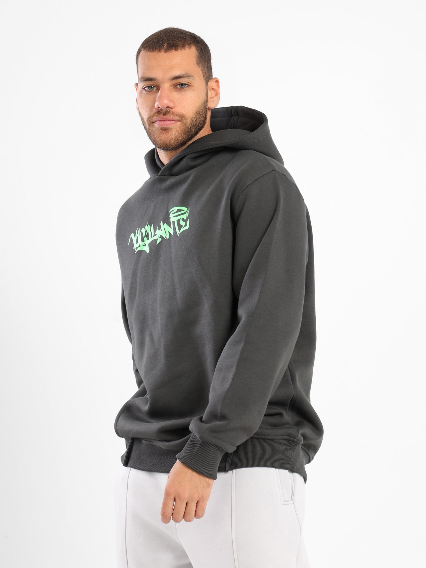 Vandal Spray Print Hoodie With Front Panels