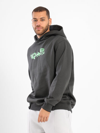 Vandal Spray Print Hoodie With Front Panels