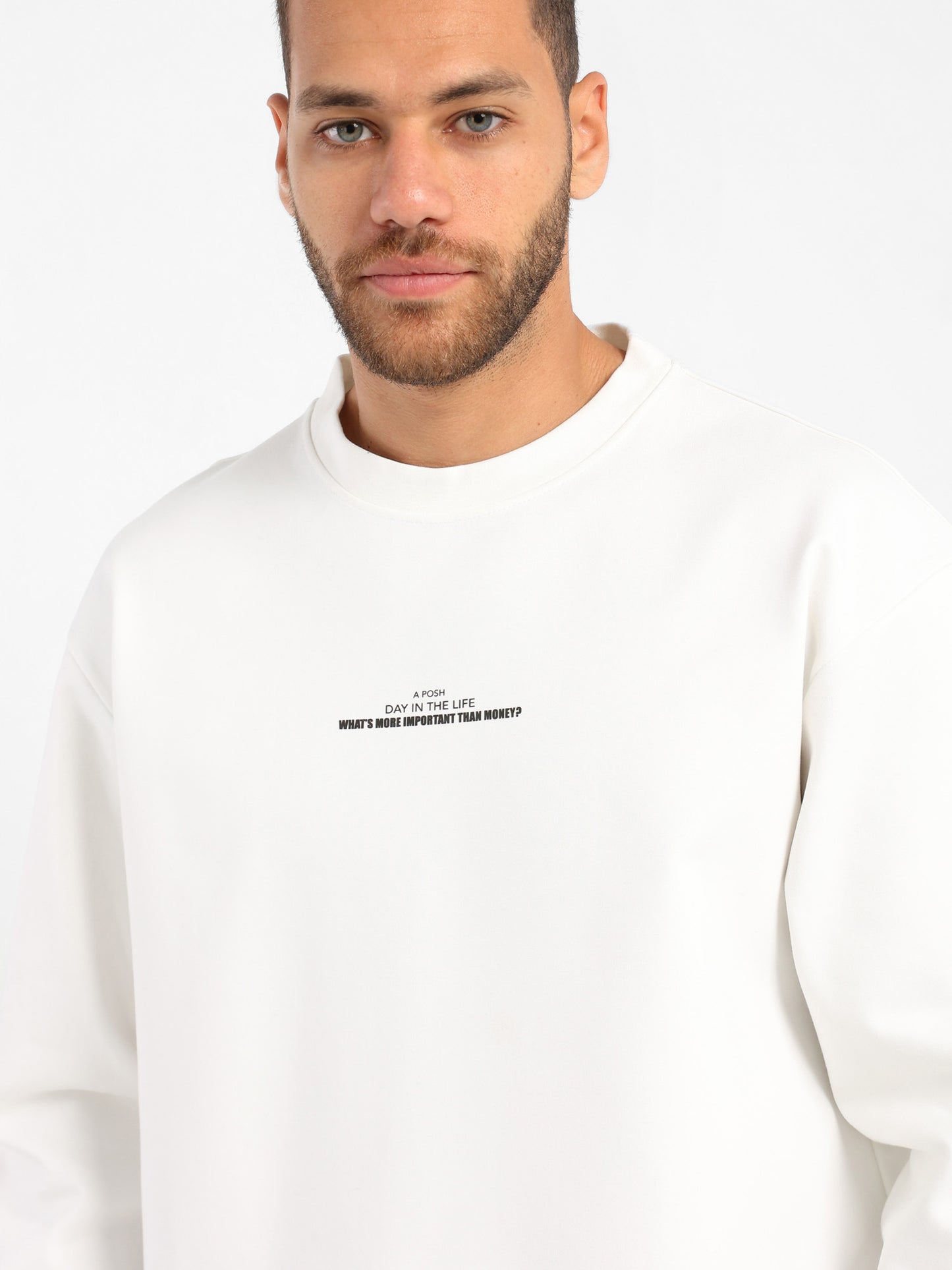 Sweatshirt With Front Print And Patch Back Print