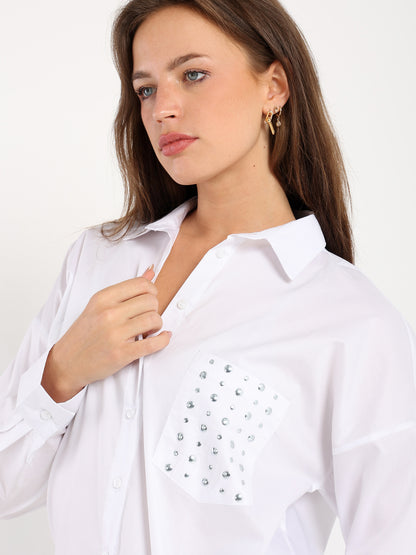 Oversized Solid Long Sleeve Shirt