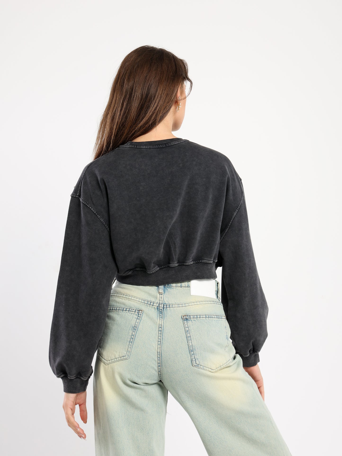 Washed Jewel Crop Sweatshirt