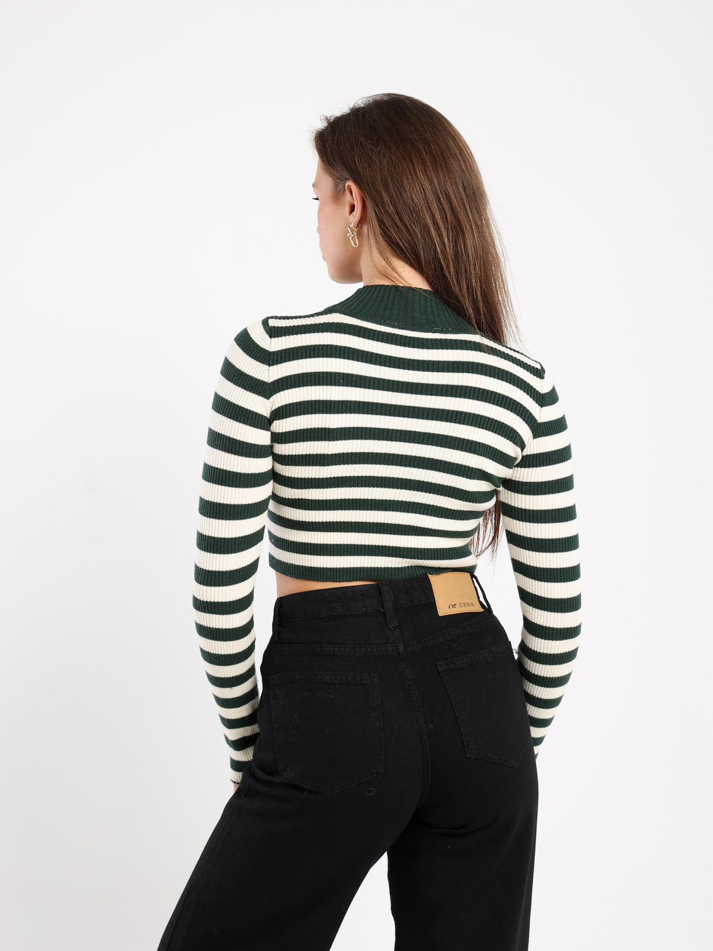 Fitted Long Sleeves Top with Stripes