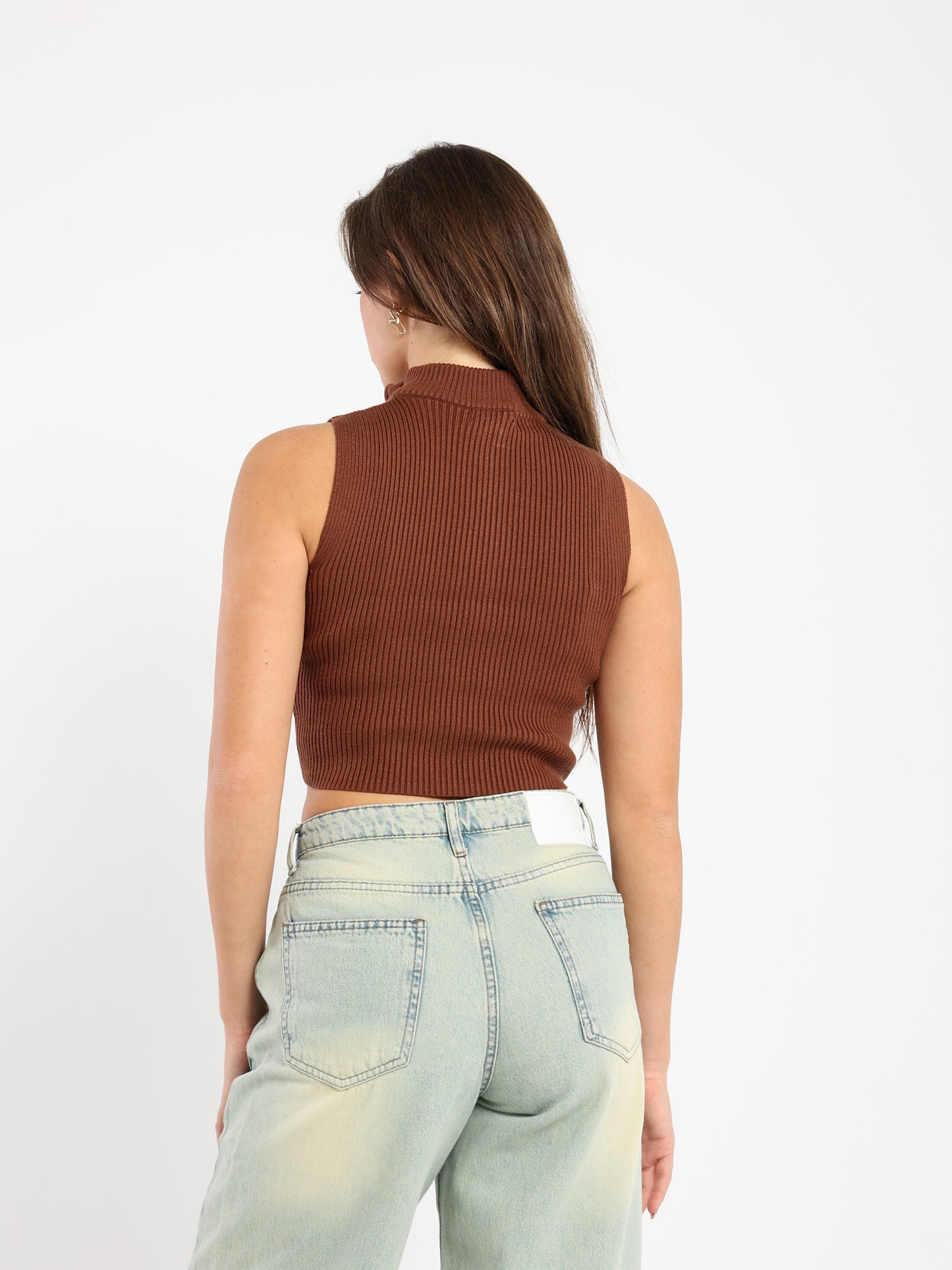 Quarter Zip Sleeveless Crop Top