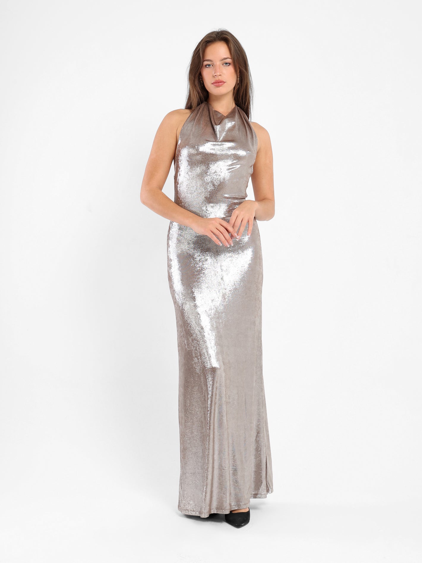 Fitted Shiny Long Dress