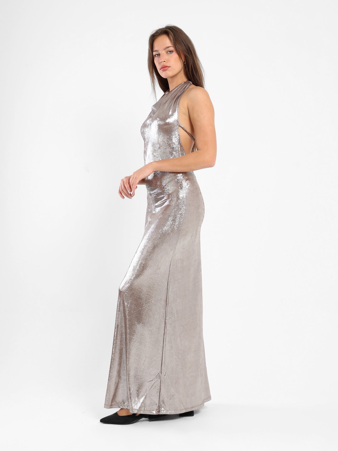 Fitted Shiny Long Dress