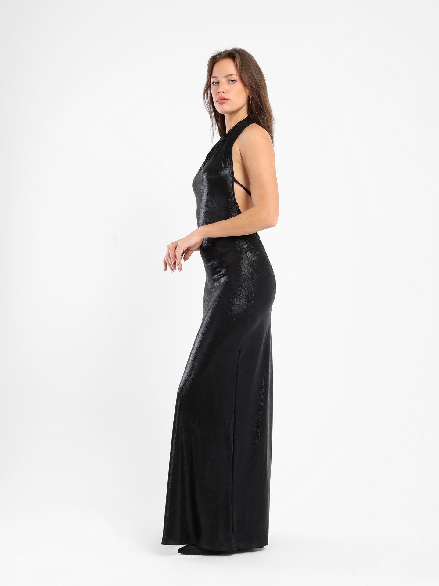 Fitted Shiny Long Dress