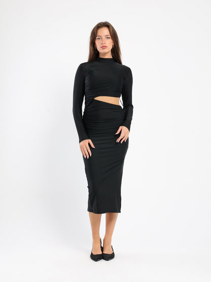 High Neck Maxi Dress With Cutout