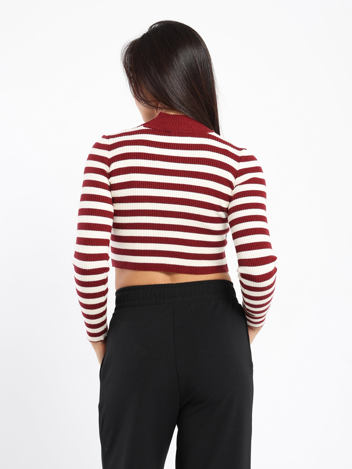 Fitted Long Sleeves Top with Stripes