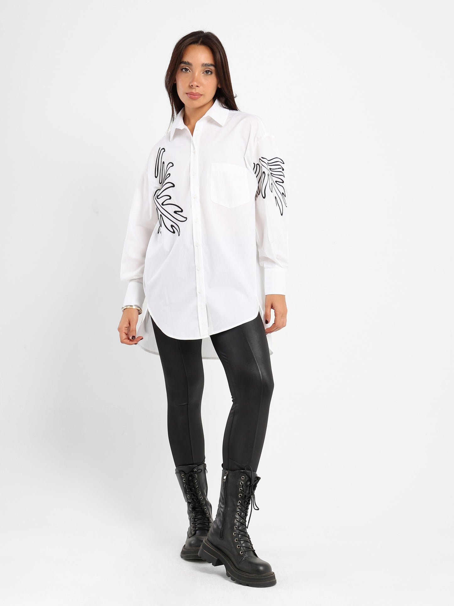 Oversized Long Sleeve Shirt with Place Print