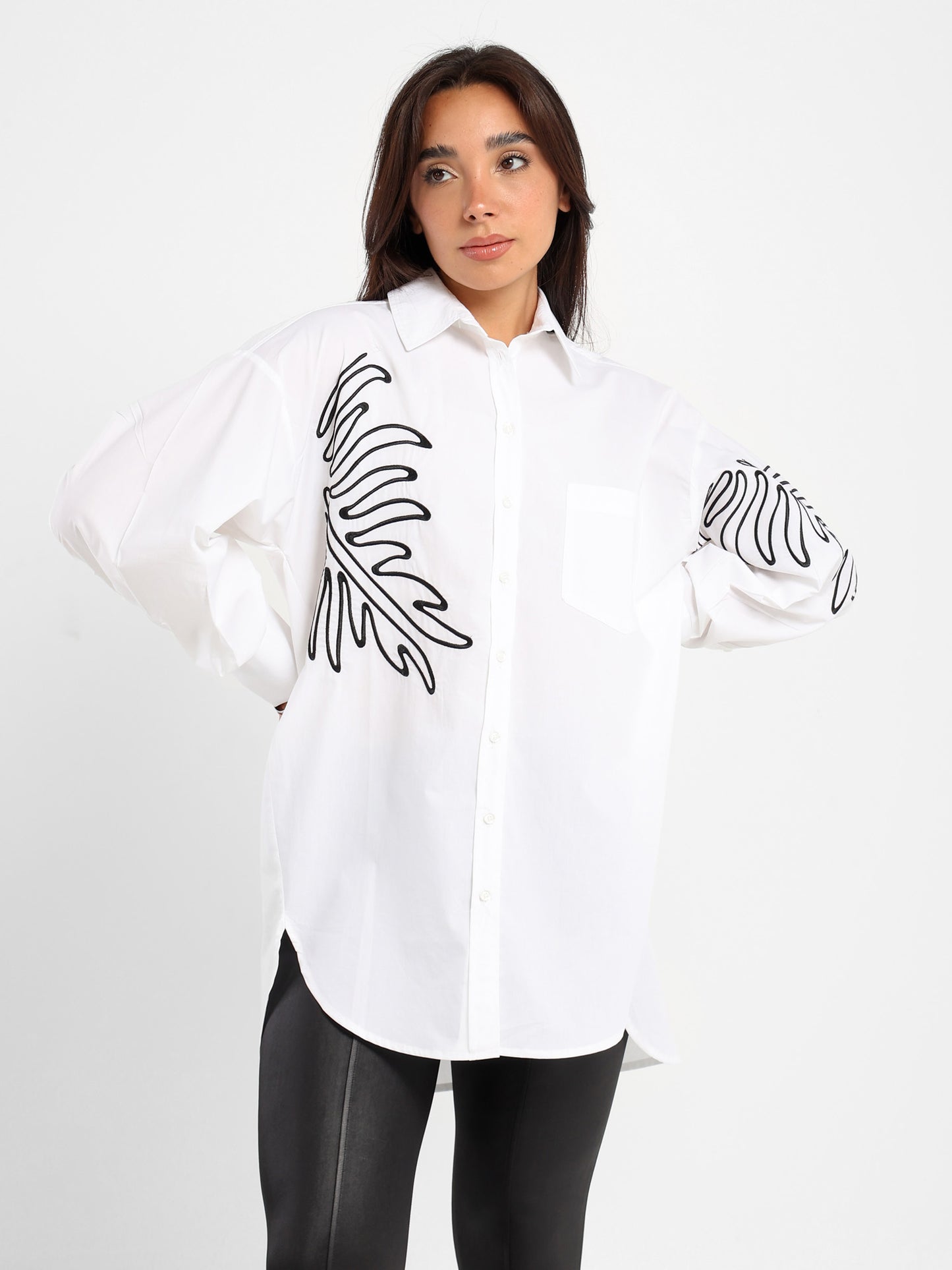 Oversized Long Sleeve Shirt with Place Print