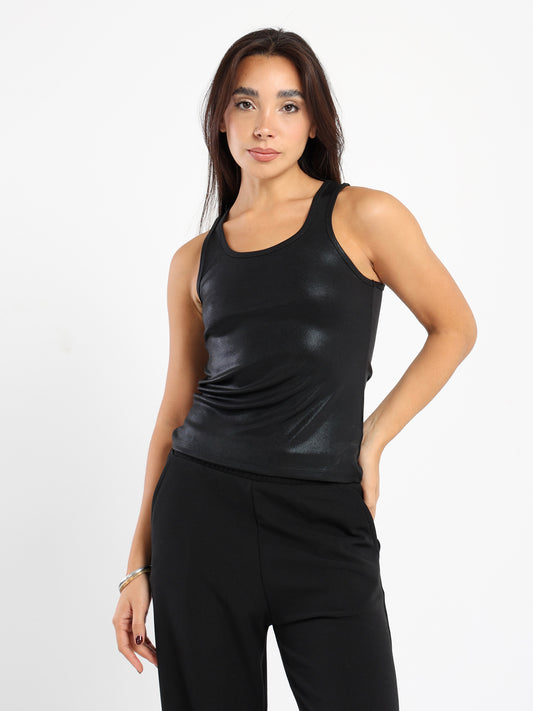 Fitted Shiny Sleeveless Top