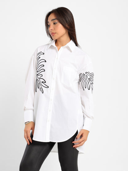 Oversized Long Sleeve Shirt with Place Print