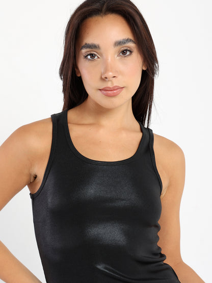 Fitted Shiny Sleeveless Top