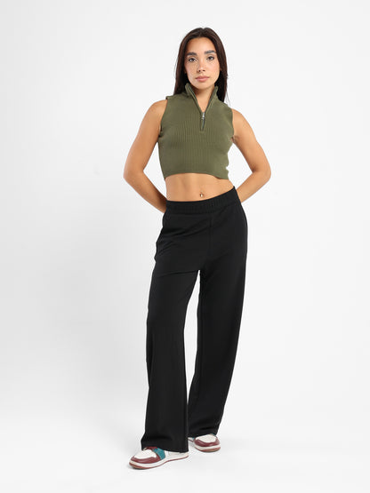 Quarter Zip Sleeveless Crop Top