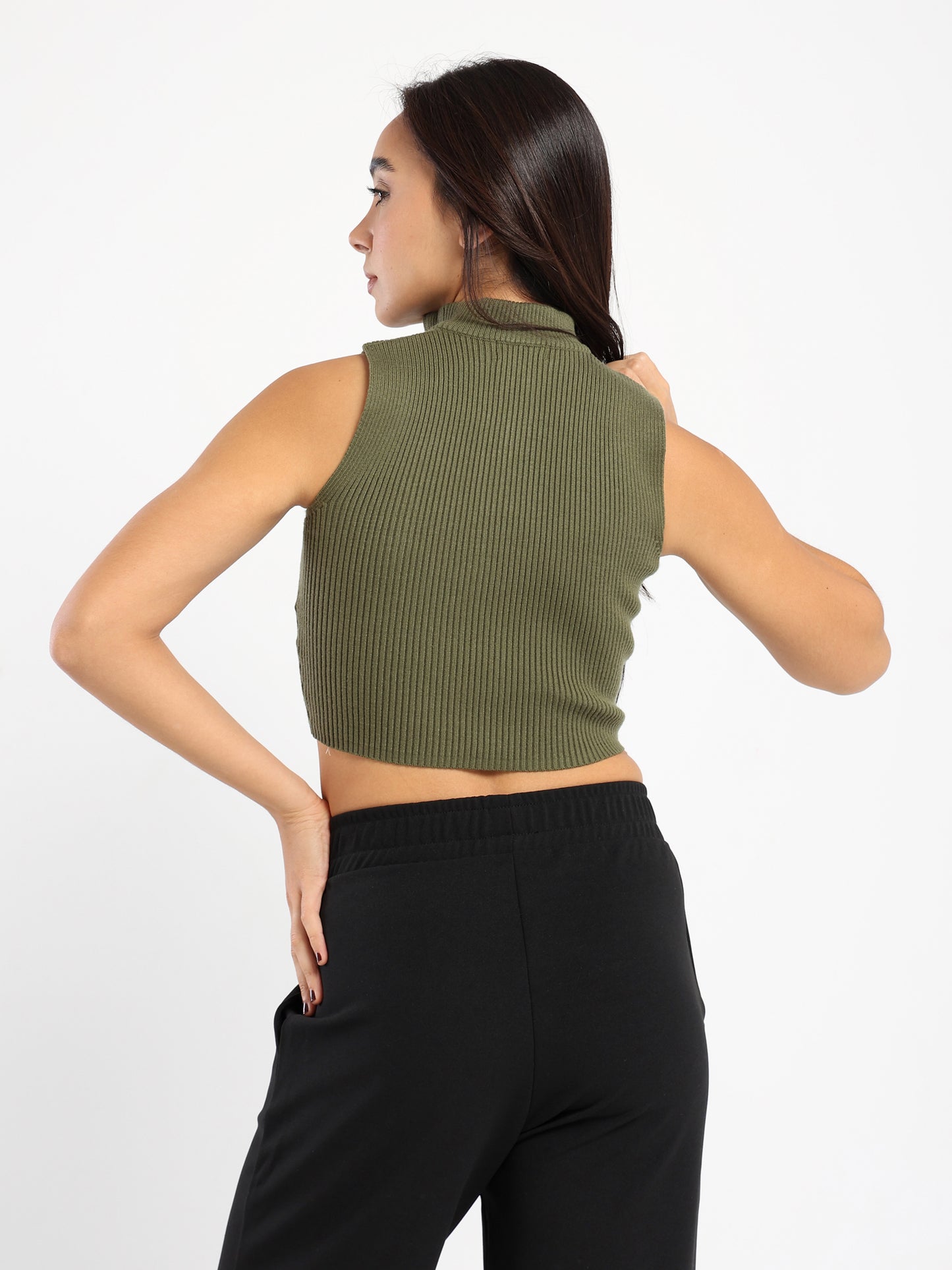 Quarter Zip Sleeveless Crop Top