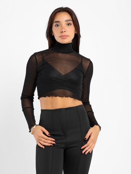 Regular Shiny Long Sleeves Top