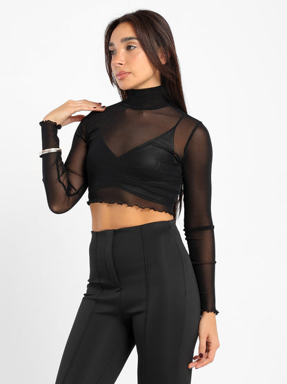 Regular Shiny Long Sleeves Top