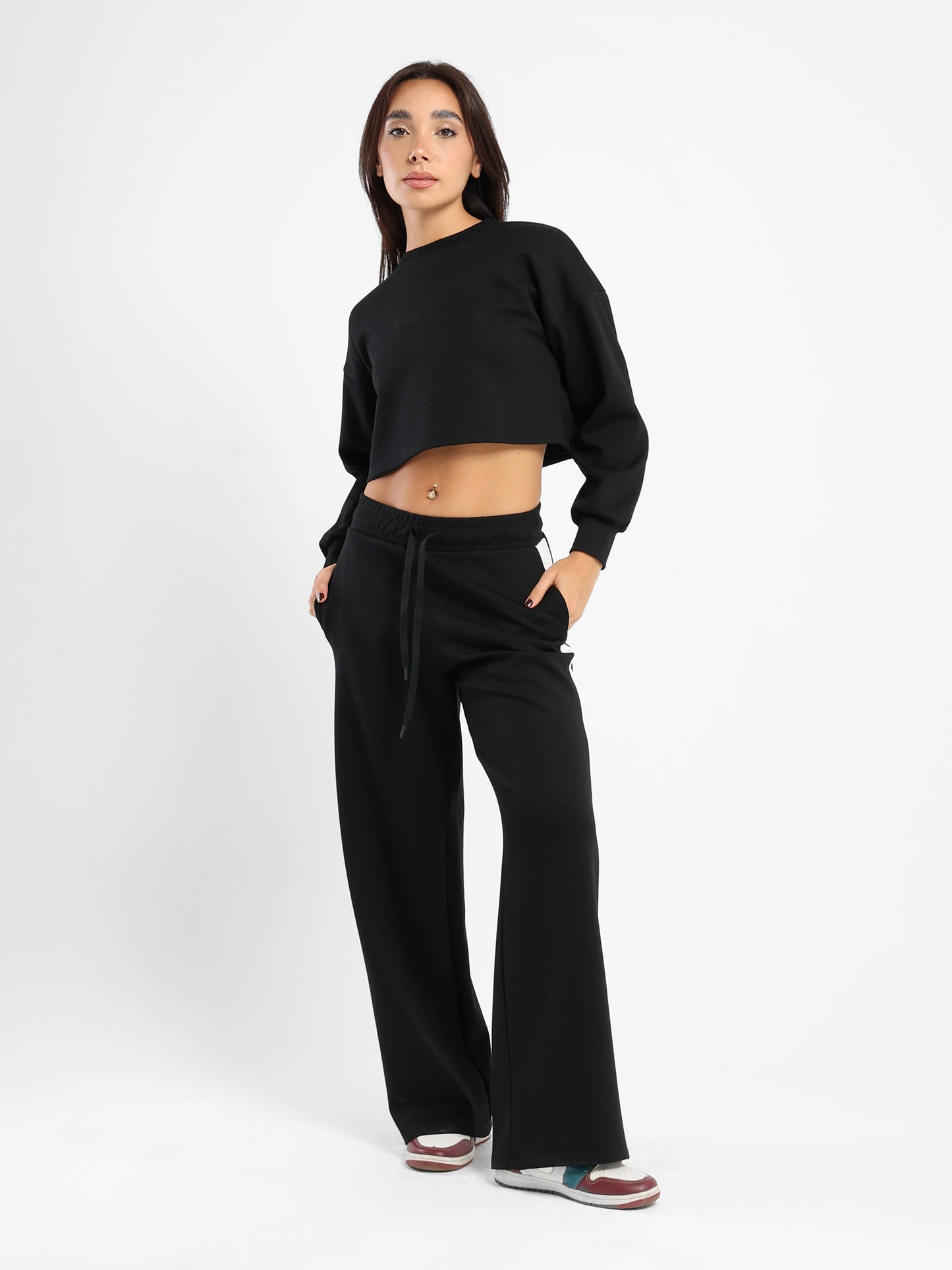 Cropped Sweatshirt with Panel