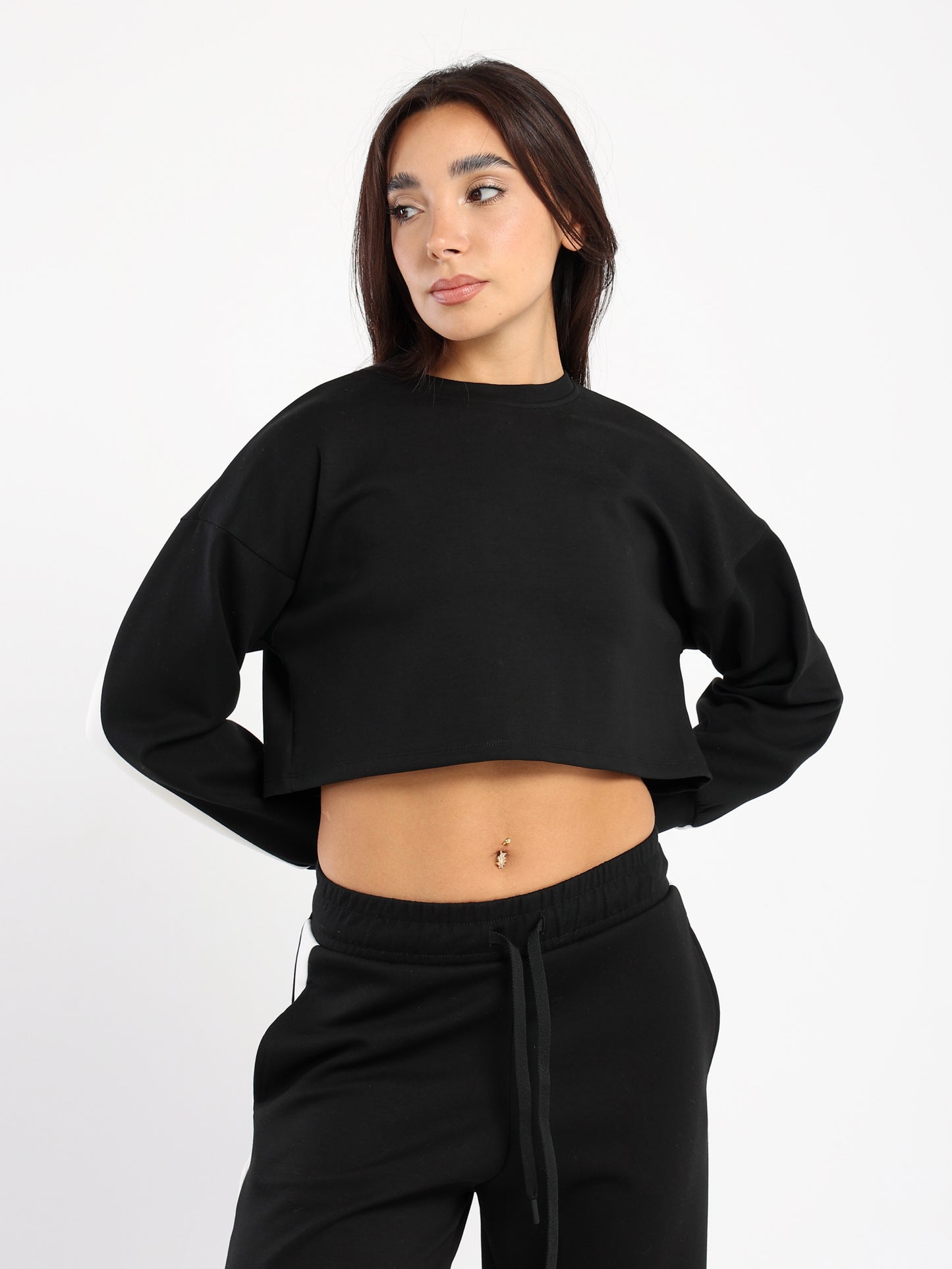 Cropped Sweatshirt with Panel