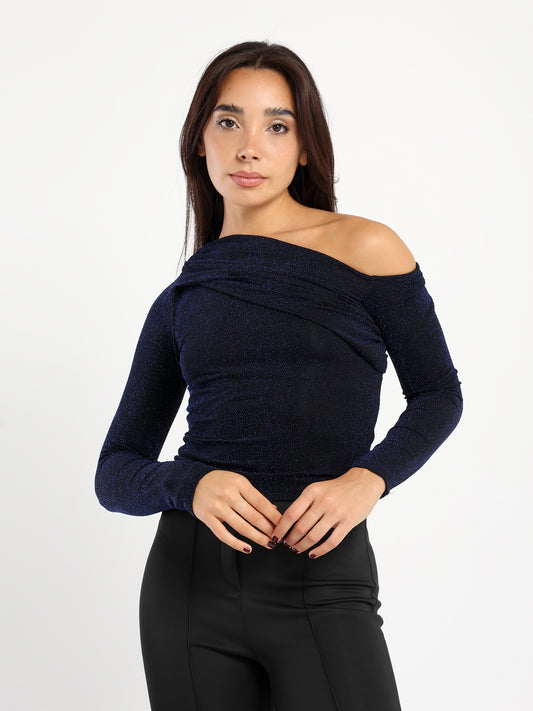 Fitted Shiny Long Sleeves Top