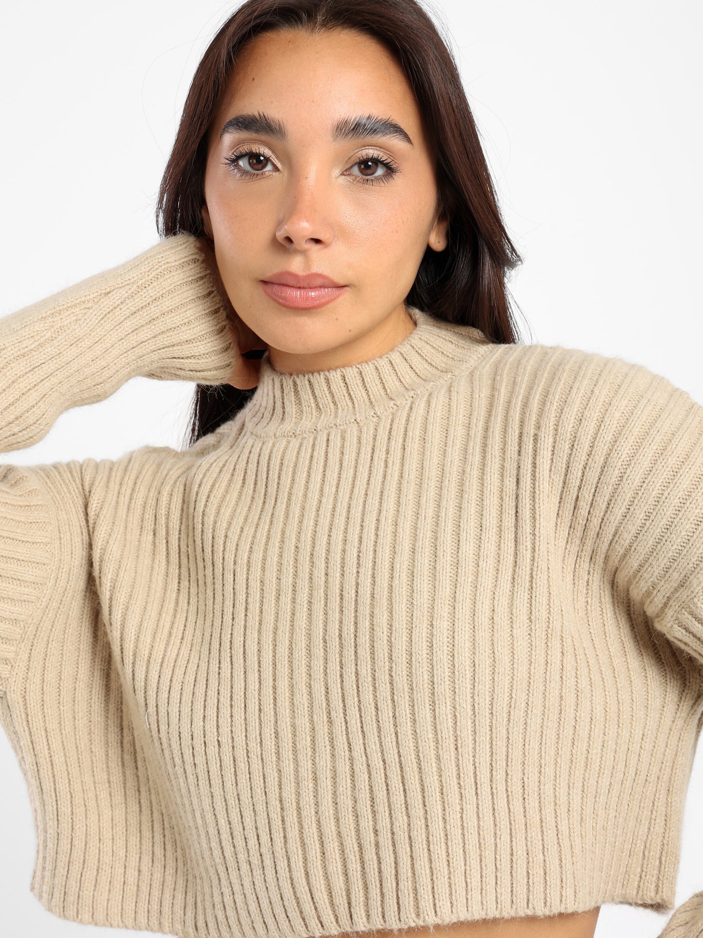 Cropped Solid Pullover