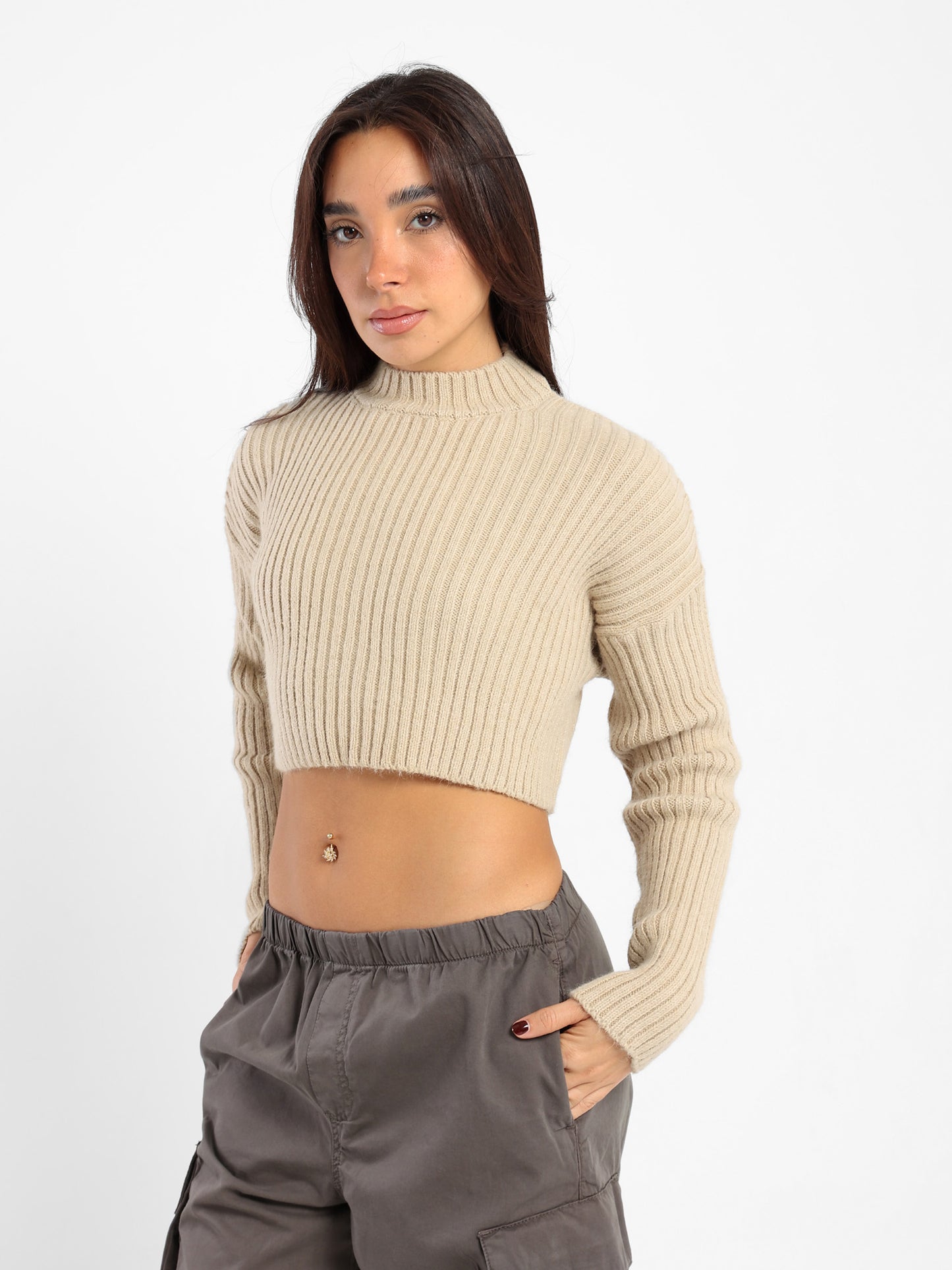 Cropped Solid Pullover