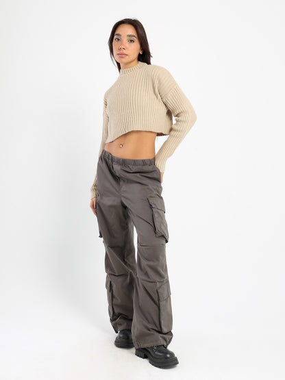 Cropped Solid Pullover