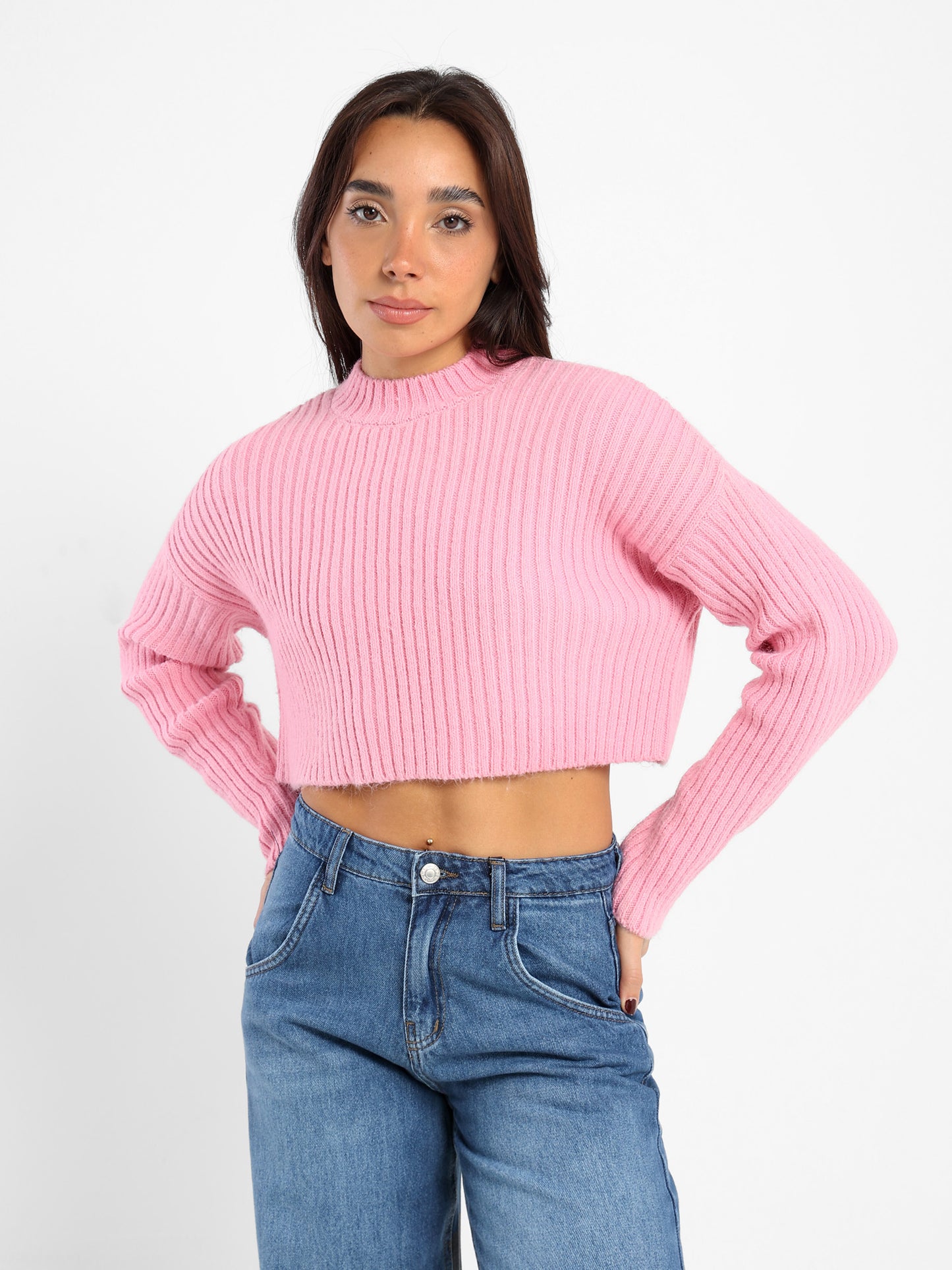 Cropped Solid Pullover