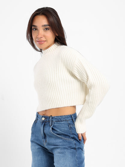 Cropped Solid Pullover