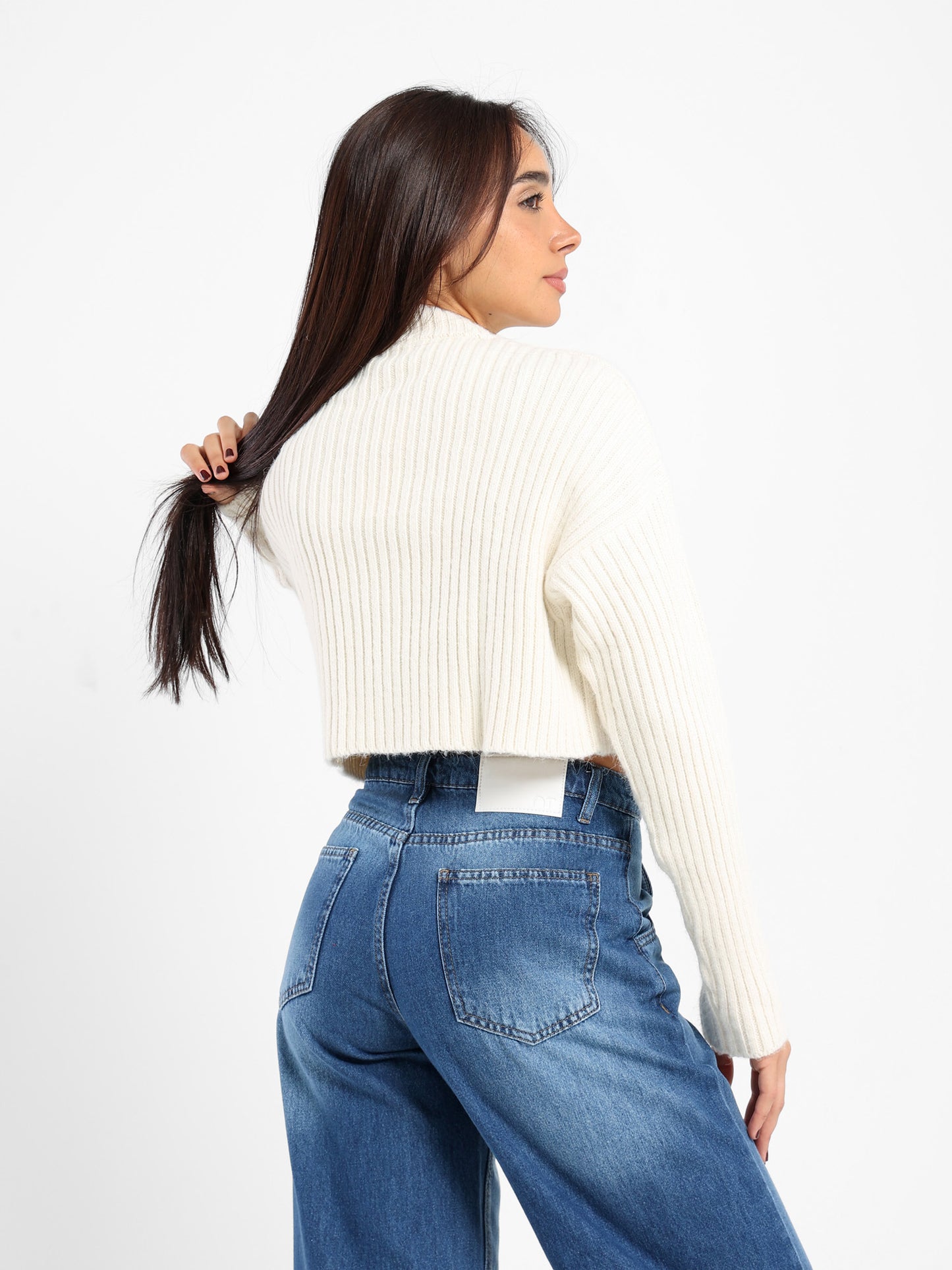 Cropped Solid Pullover