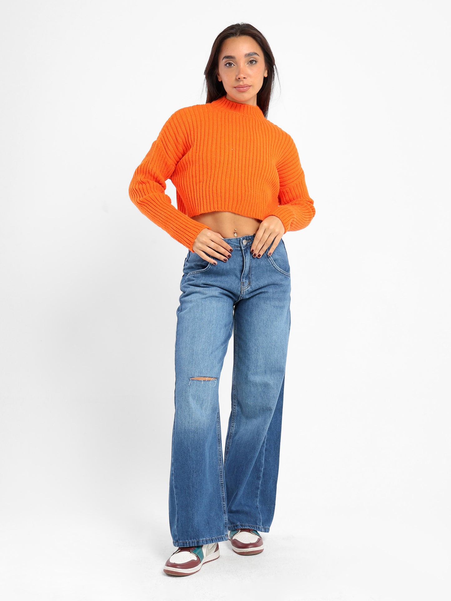 Cropped Solid Pullover