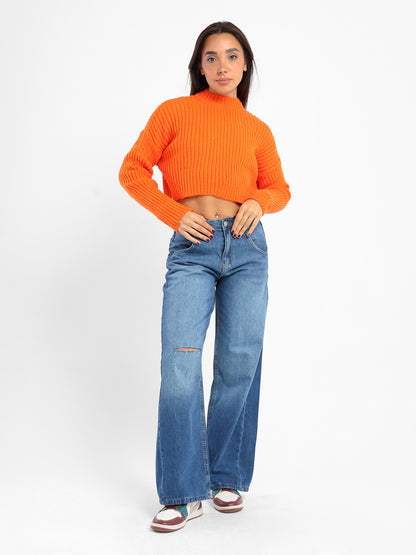 Cropped Solid Pullover