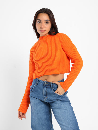 Cropped Solid Pullover