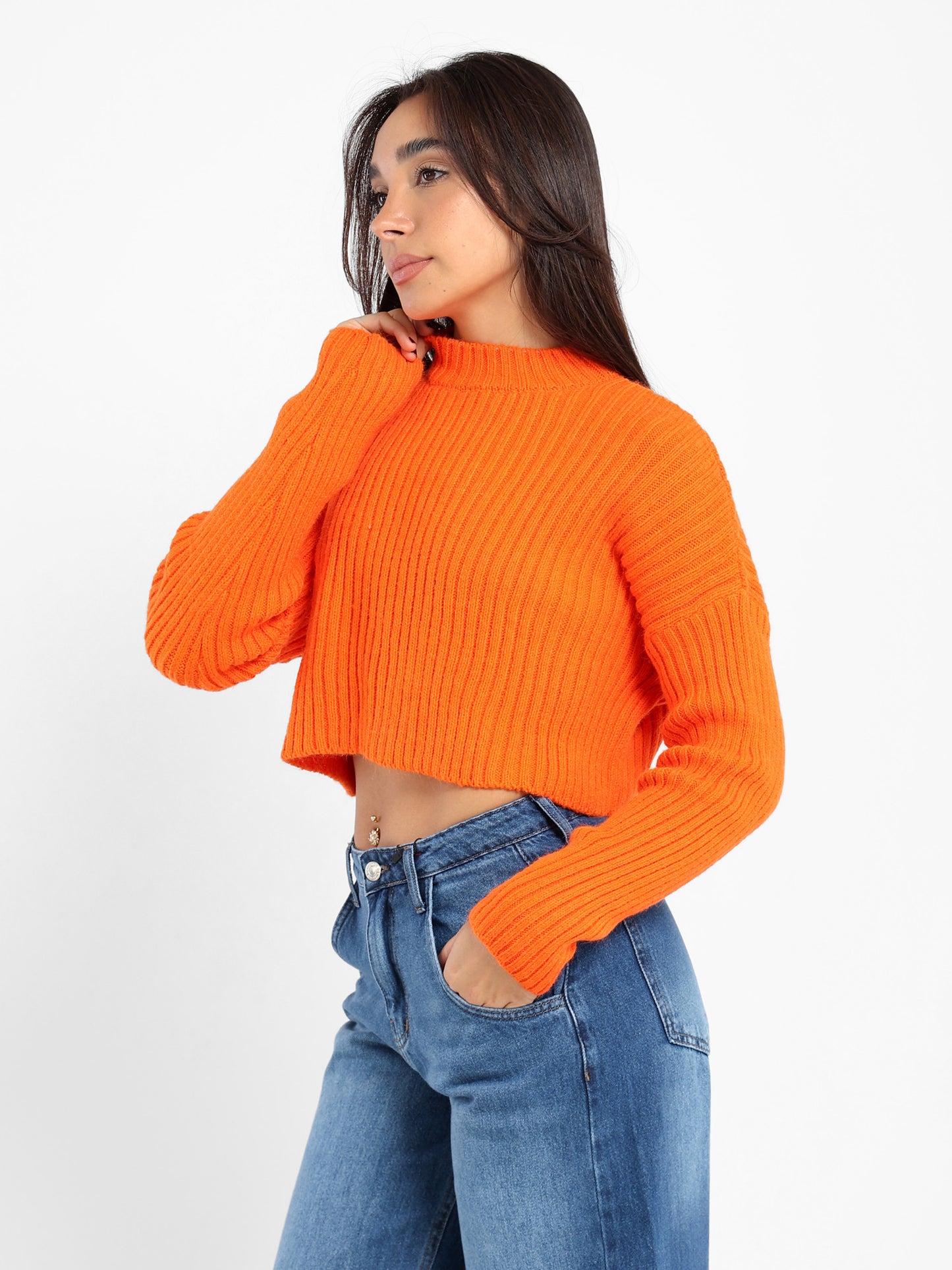 Cropped Solid Pullover