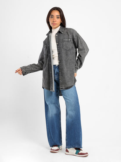 Oversized Denim Long Sleeve Shirt